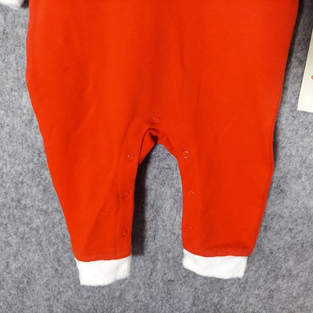 Cat & Jack‎  Suit 0 3 Month Christmas Santa Embroidered Beard Belt Hooded Snaps